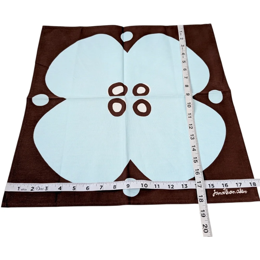 NEW Jonathan Adler Cloth Napkins Set of 4 Brown Blue Floral Abstract Mod Decor